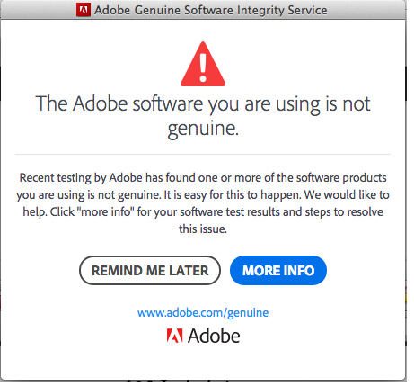 Disable Adobe Genuie Software Notice Mac